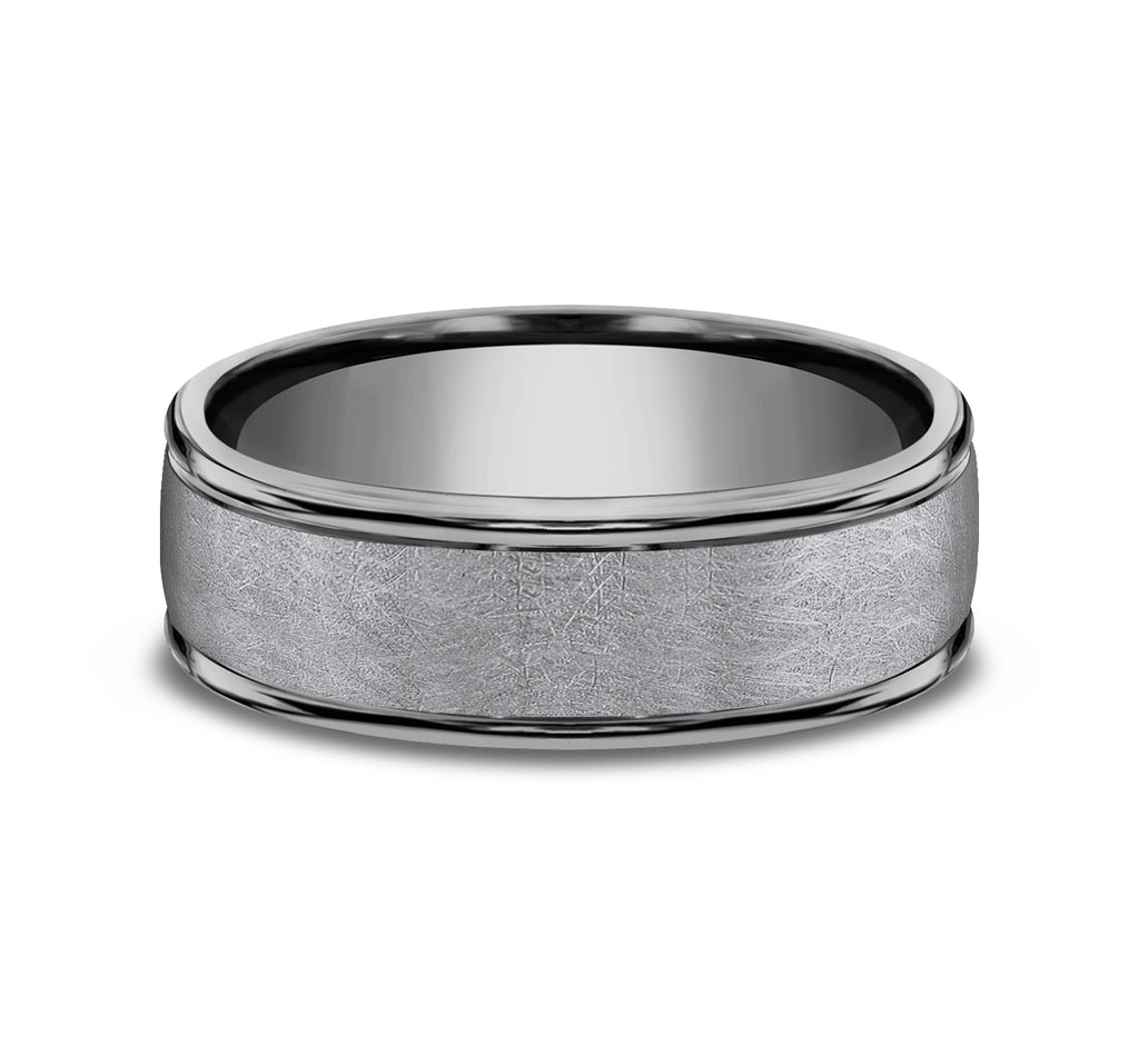 THE EZRA 6.5mm, Comfort fit, Grey Tantalum, Swirl finish, polished round edges