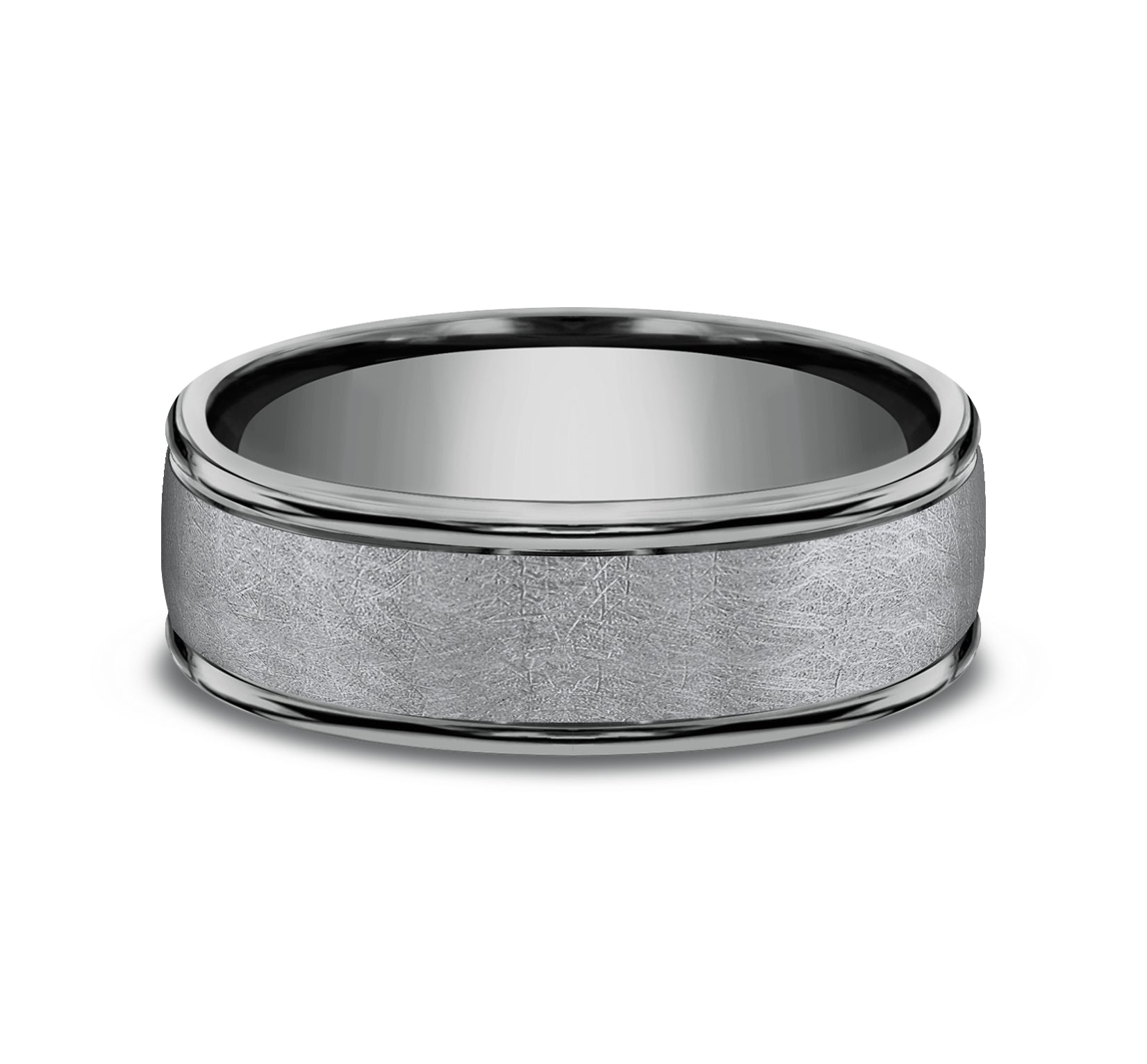 THE EZRA 6.5mm, Comfort fit, Grey Tantalum, Swirl finish, polished round edges
