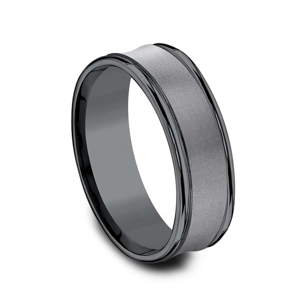 THE DESOTO 7.5mm, Comfort fit, Darkened Tantalum, Powder coated concave center, polished round edges