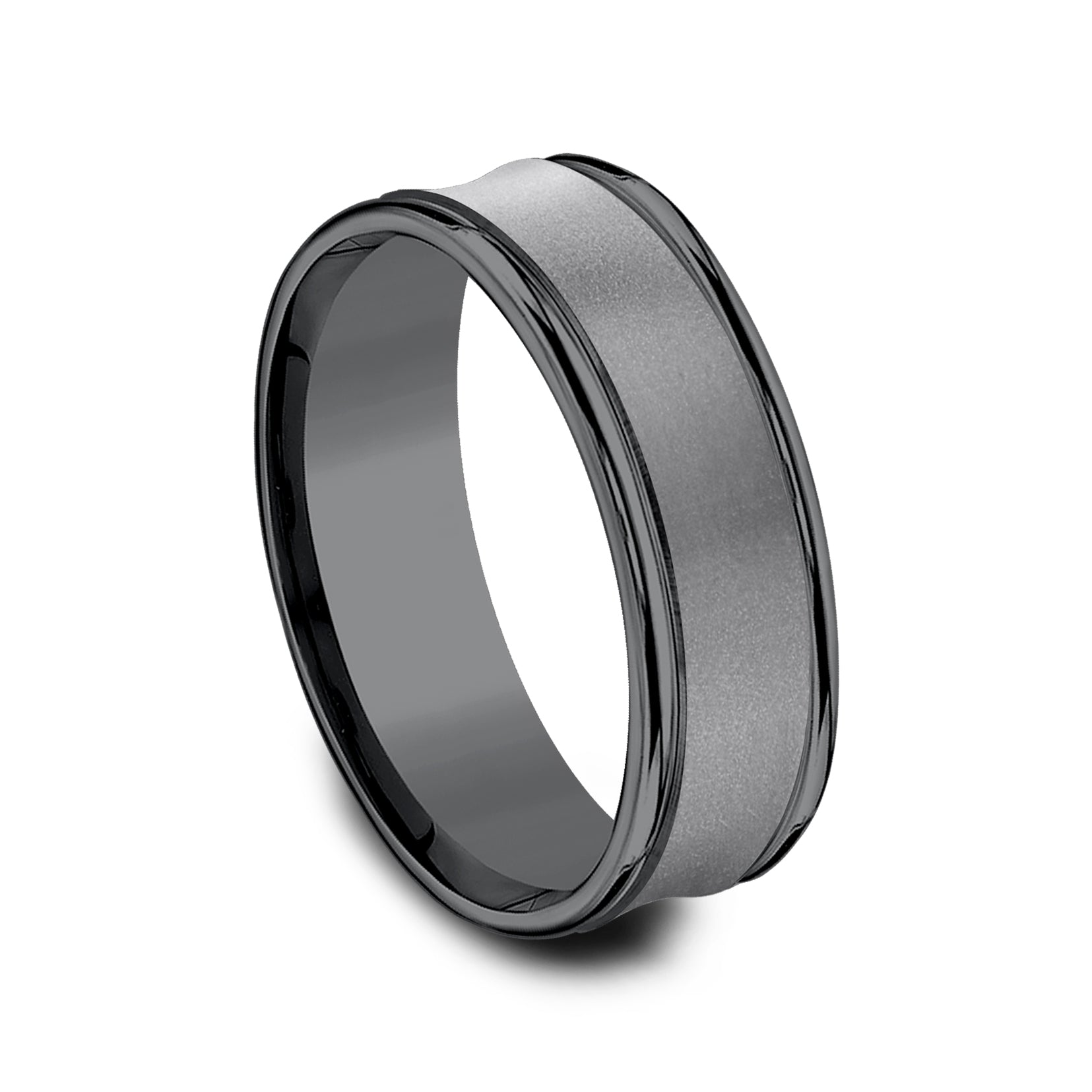 THE DESOTO 7.5mm, Comfort fit, Darkened Tantalum, Powder coated concave center, polished round edges