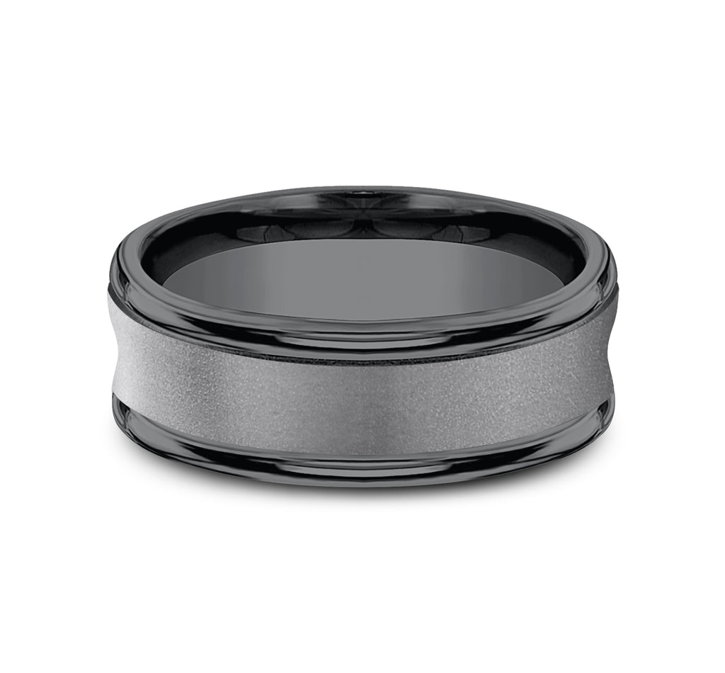 THE DESOTO 7.5mm, Comfort fit, Darkened Tantalum, Powder coated concave center, polished round edges