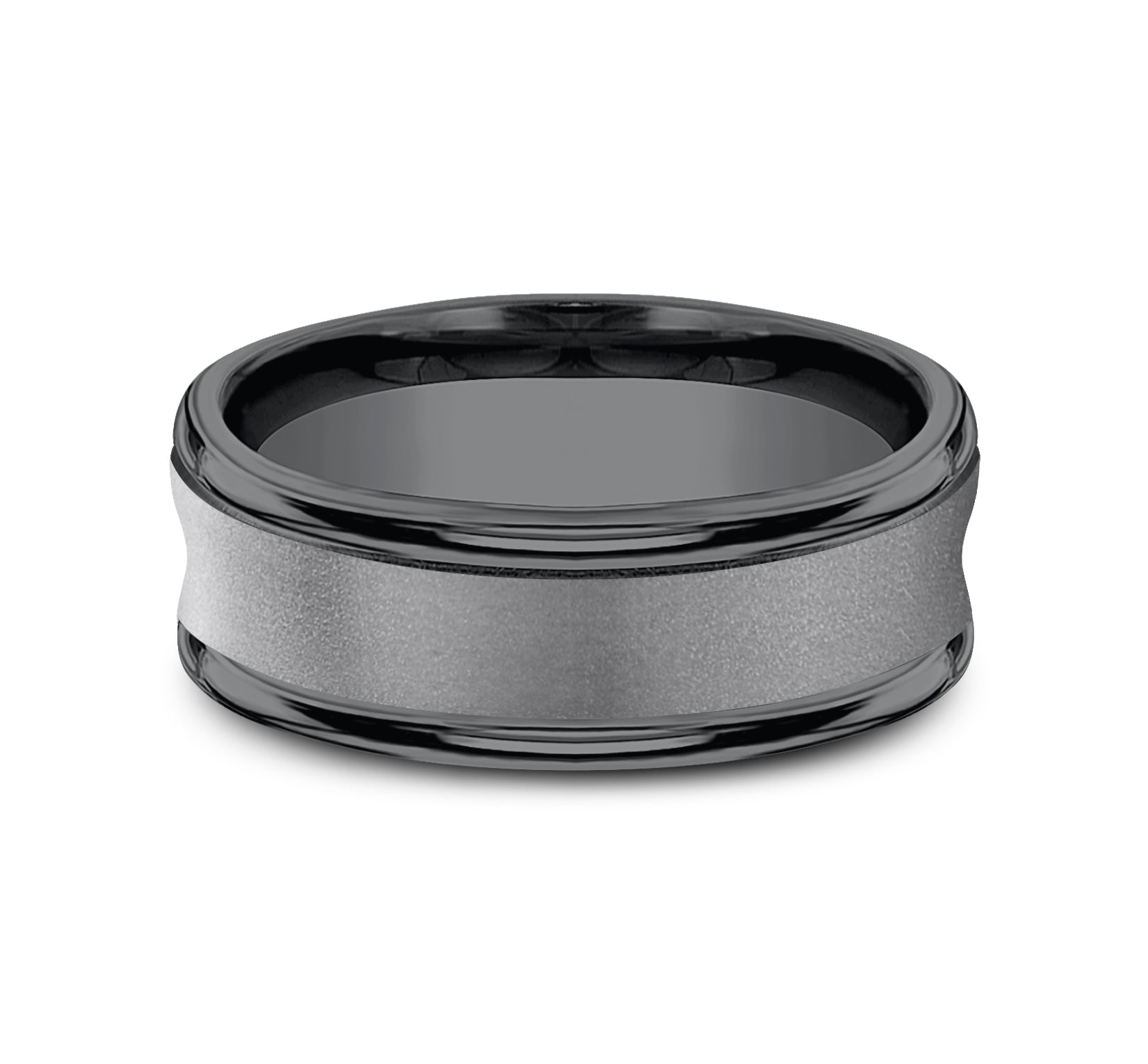 THE DESOTO 7.5mm, Comfort fit, Darkened Tantalum, Powder coated concave center, polished round edges
