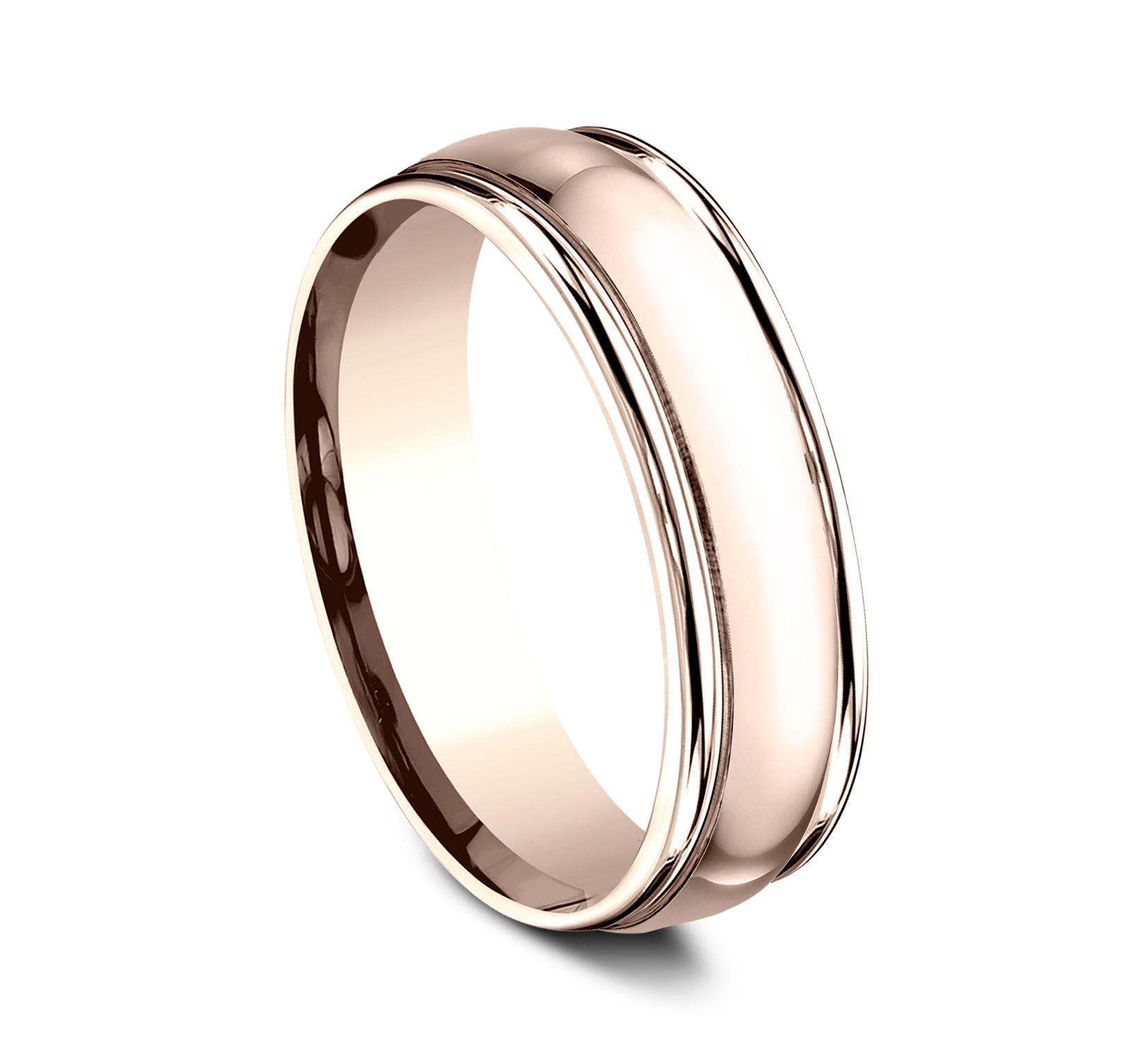 THE ATLAS 6.5mm, Lightweight comfort fit, 14K Rose Gold, High polished center, polished round edges