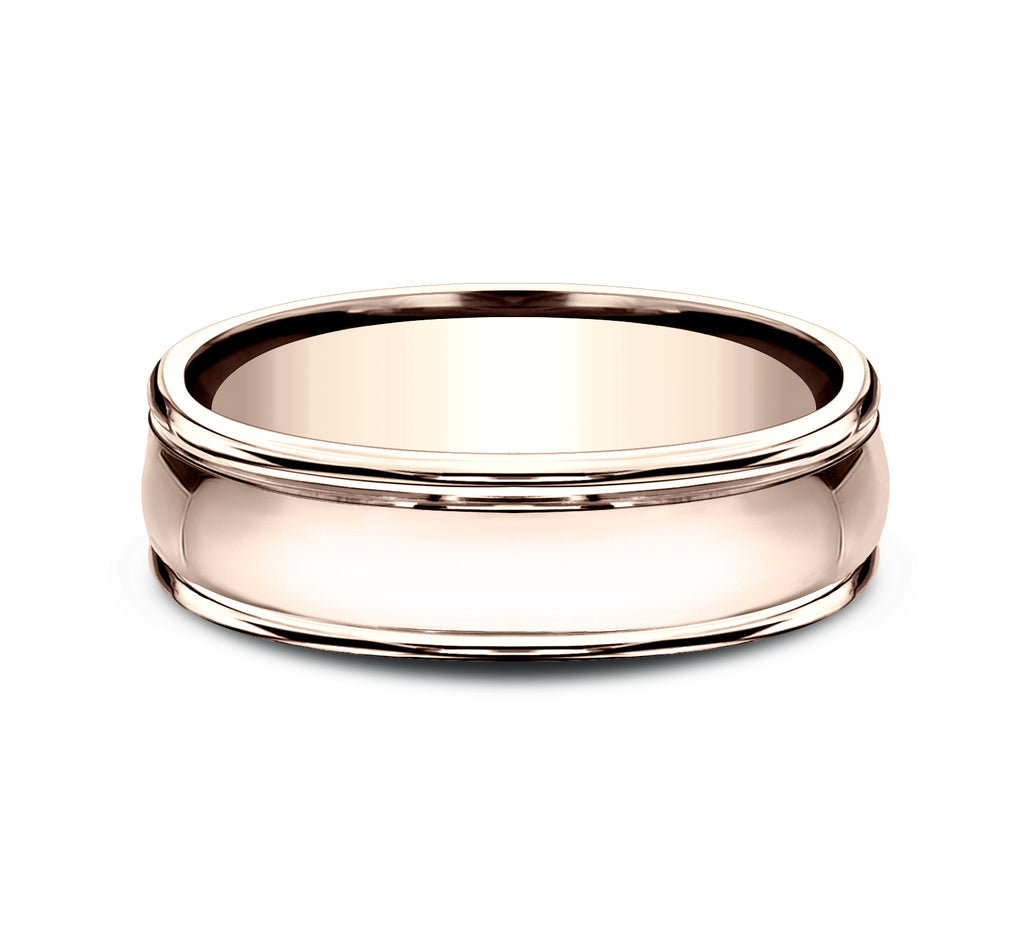 THE ATLAS 6.5mm, Lightweight comfort fit, 14K Rose Gold, High polished center, polished round edges