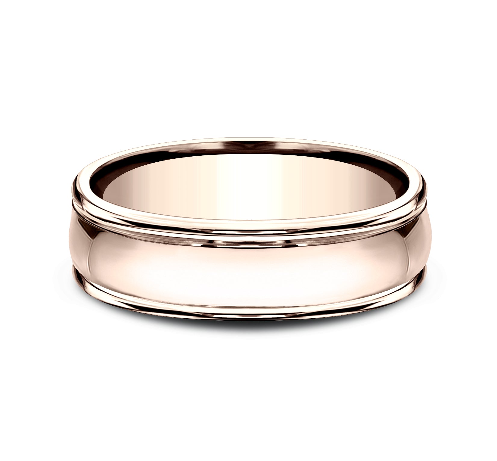 THE ATLAS 6.5mm, Lightweight comfort fit, 14K Rose Gold, High polished center, polished round edges