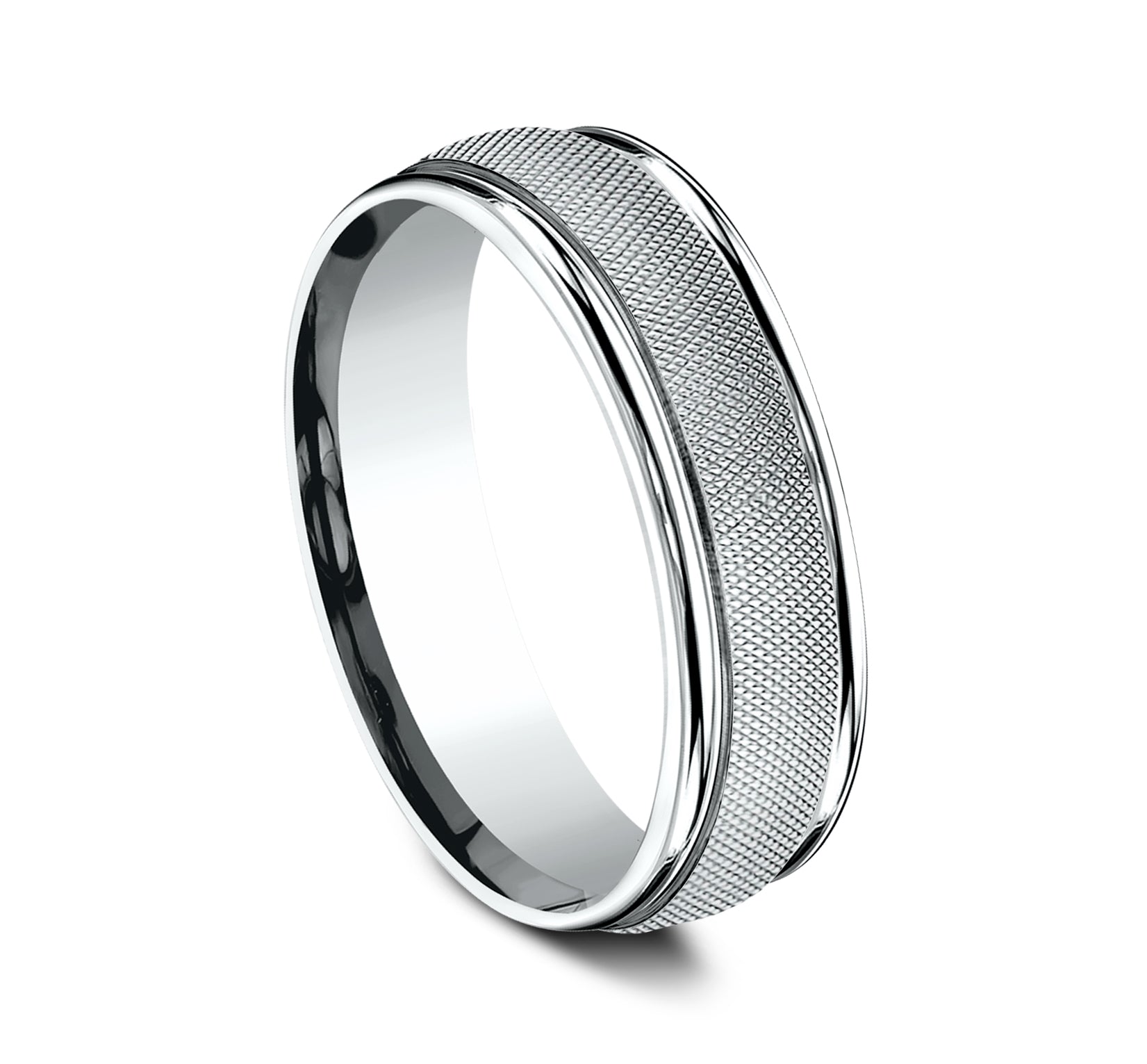 THE TEMPLAR 6.5mm, Lightweight comfort fit, 14K White Gold, Florentine finished center, polished round edges