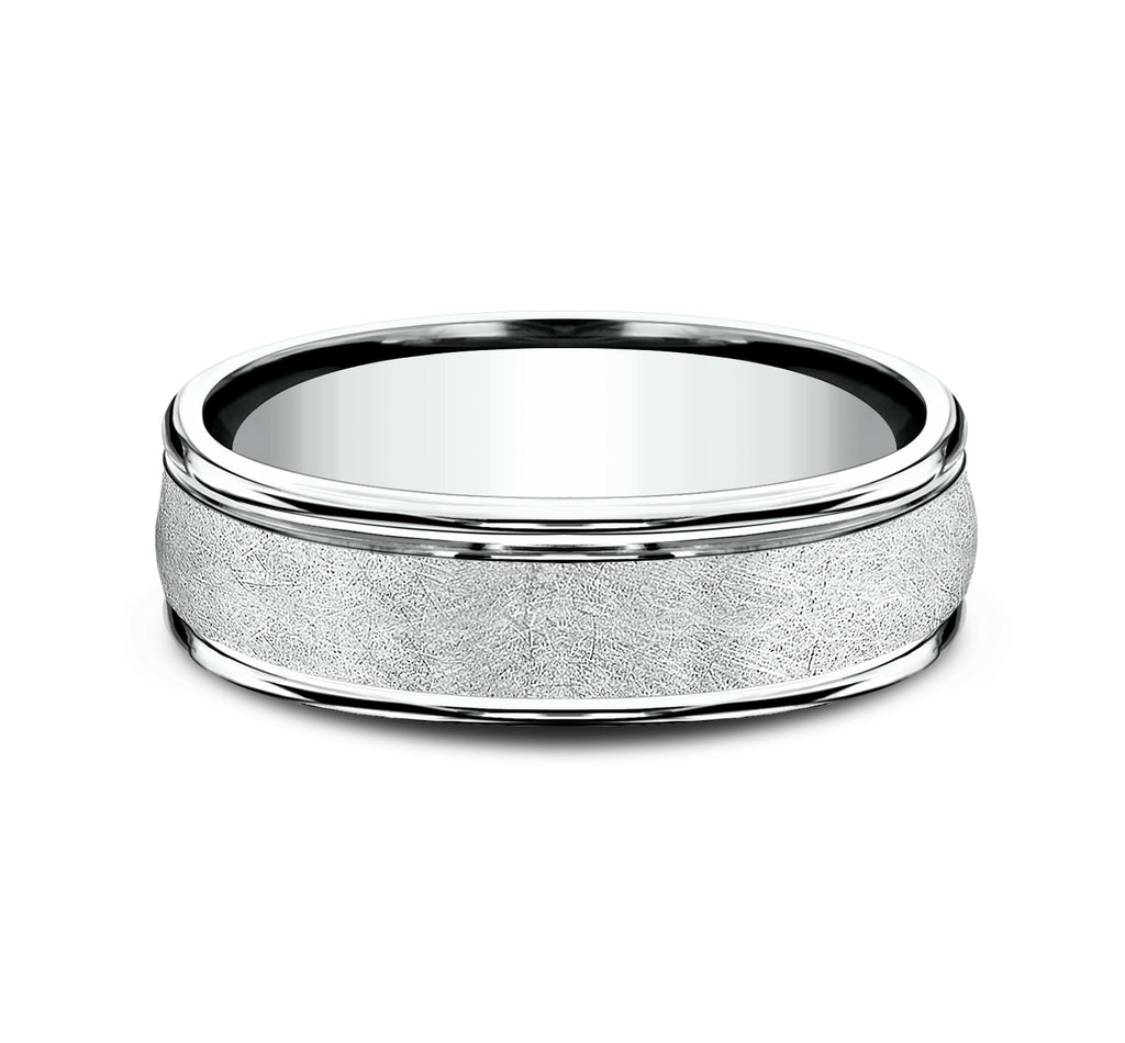 THE PARADIGM 6.5mm, Lightweight comfort fit, 14K White Gold, Swirl finish, polished round edges