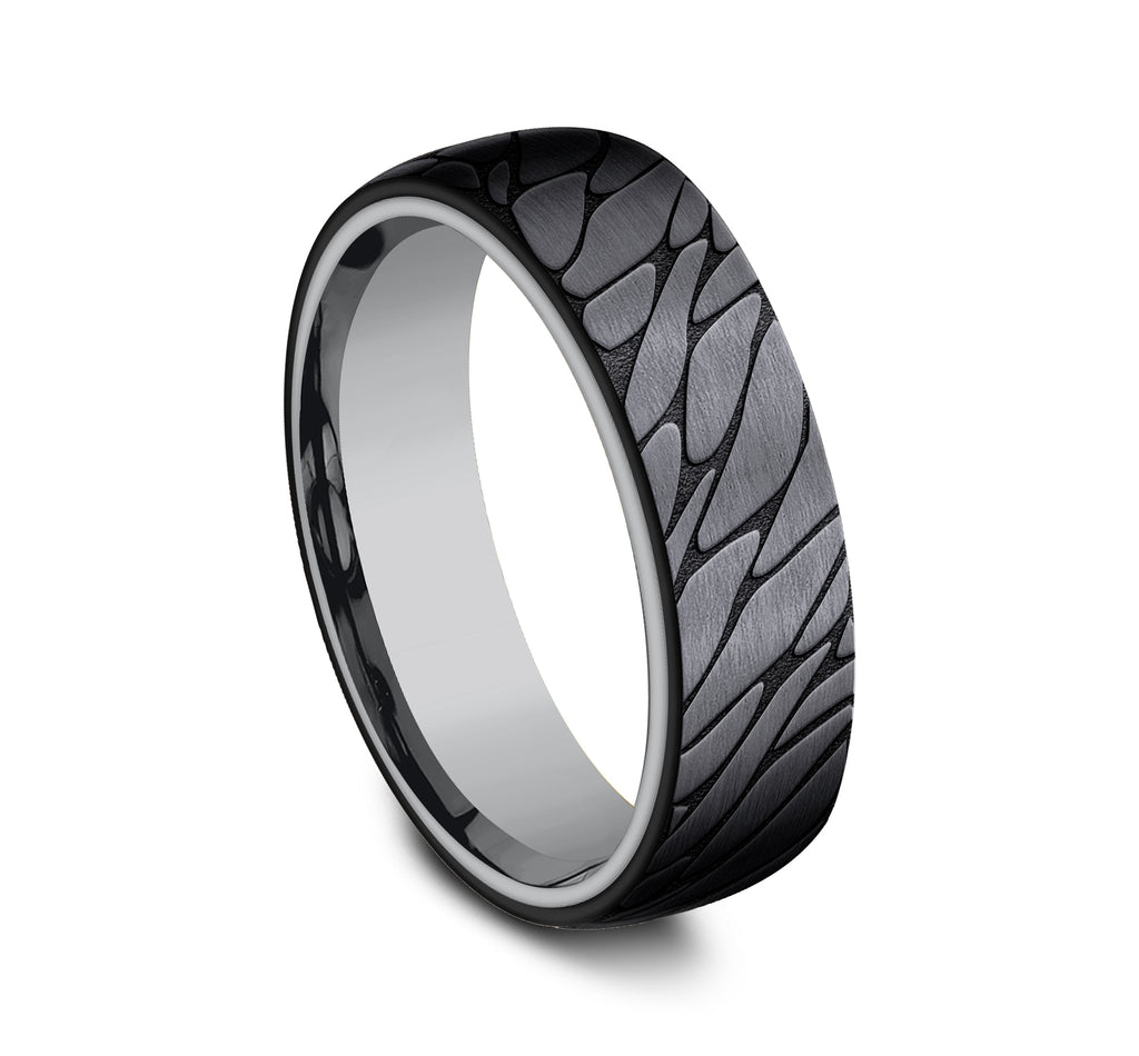 THE GOODMAN 6.5mm, Comfort fit, Grey Tantalum and Black Titanium, Pebble pattern