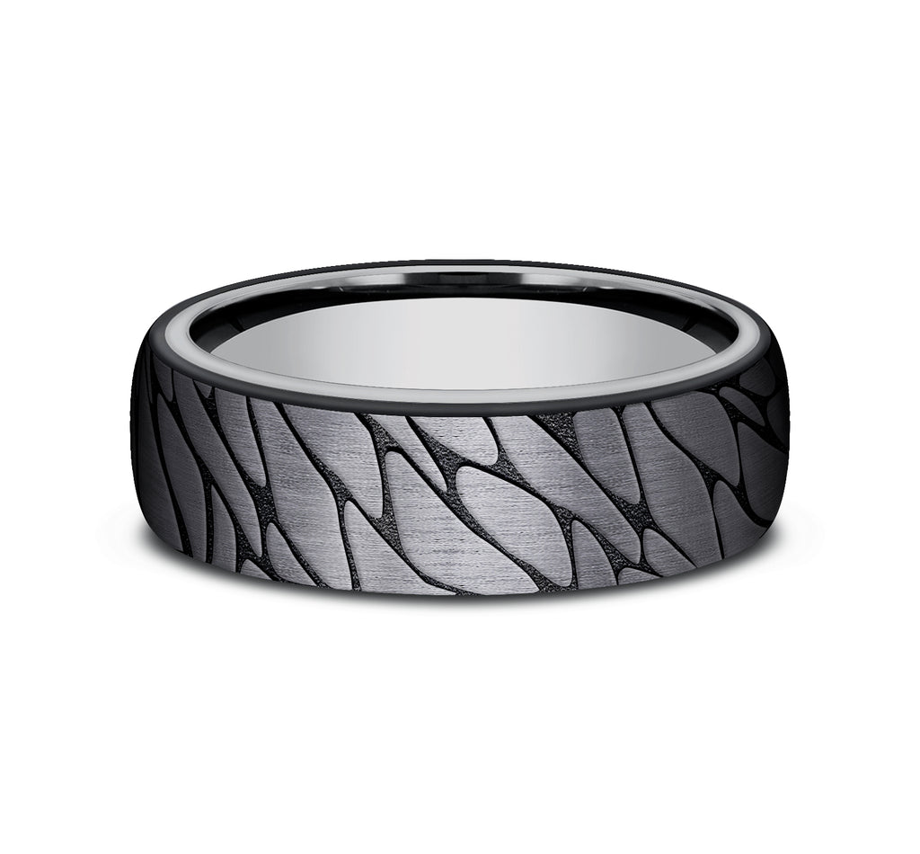 THE GOODMAN 6.5mm, Comfort fit, Grey Tantalum and Black Titanium, Pebble pattern