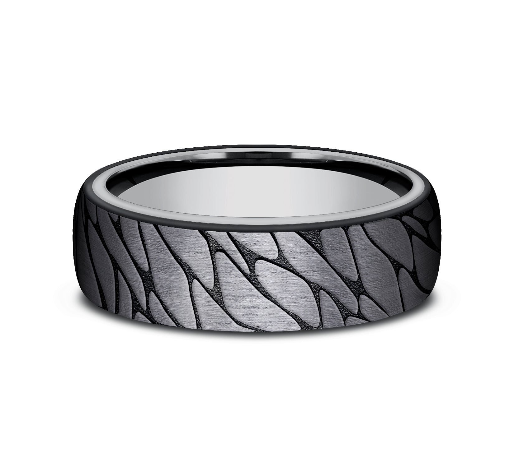 THE GOODMAN 6.5mm, Comfort fit, Grey Tantalum and Black Titanium, Pebble pattern