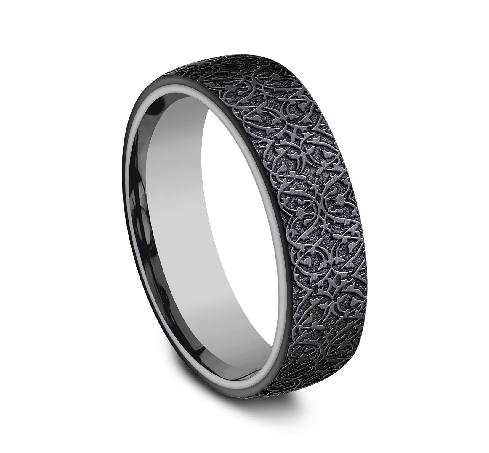 THE SULTAN 6.5mm, Comfort fit, Grey Tantalum and Black Titanium, Ottoman pattern