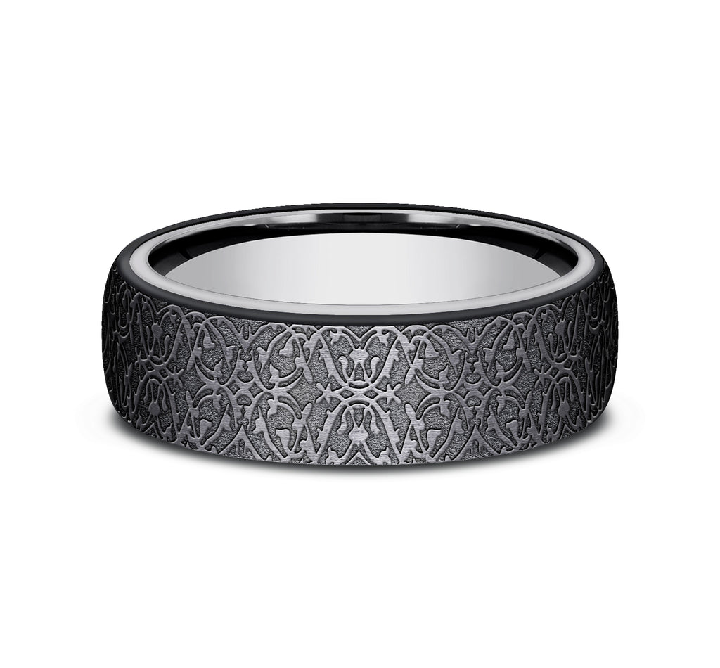 THE SULTAN 6.5mm, Comfort fit, Grey Tantalum and Black Titanium, Ottoman pattern