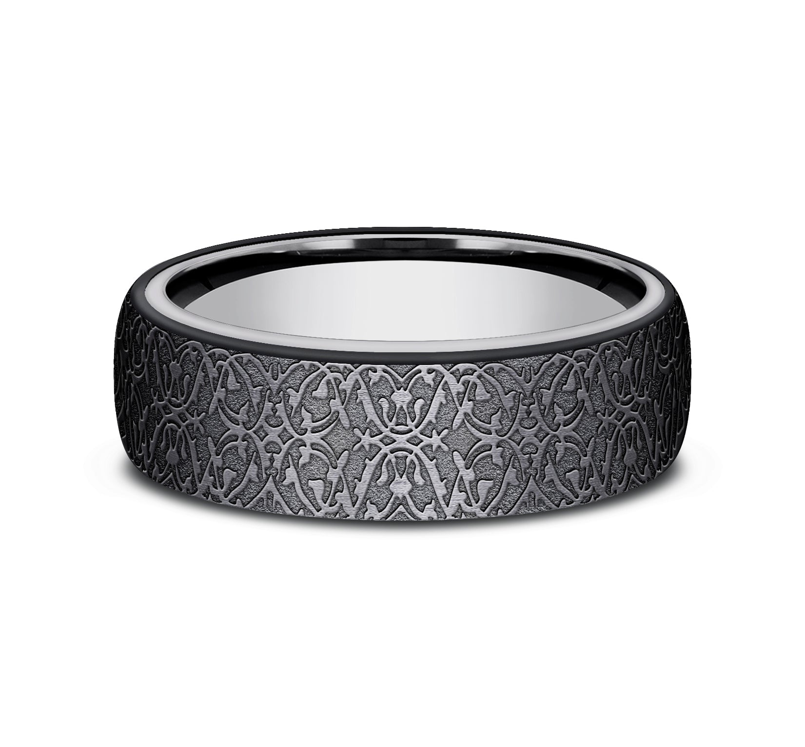 THE SULTAN 6.5mm, Comfort fit, Grey Tantalum and Black Titanium, Ottoman pattern