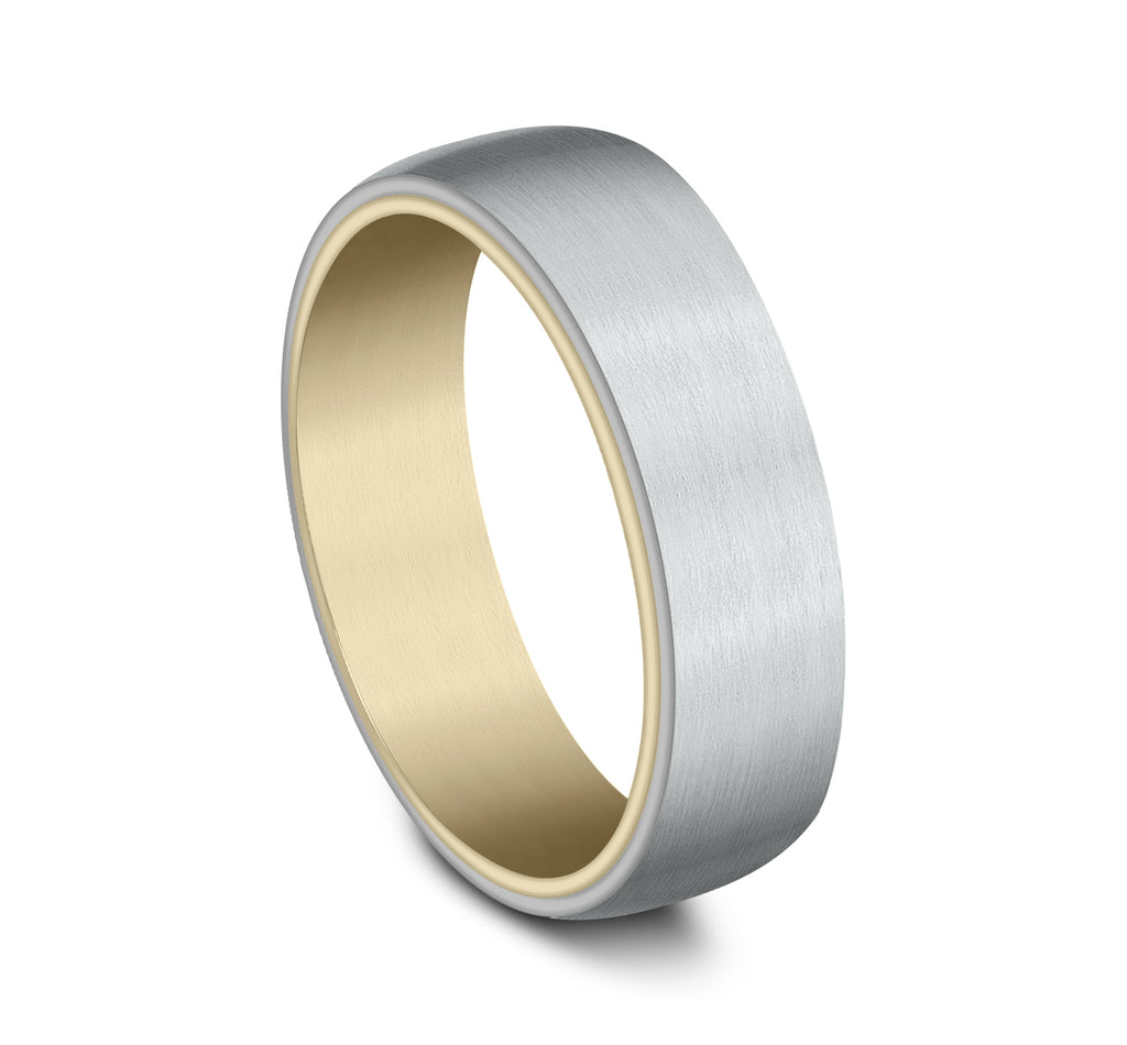 THE BARON 6.5mm, Comfort fit, 14K Yellow and White Gold, Satin finish