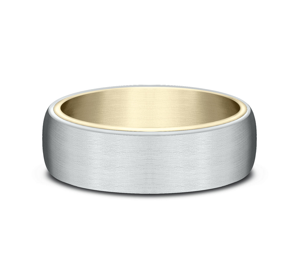 THE BARON 6.5mm, Comfort fit, 14K Yellow and White Gold, Satin finish