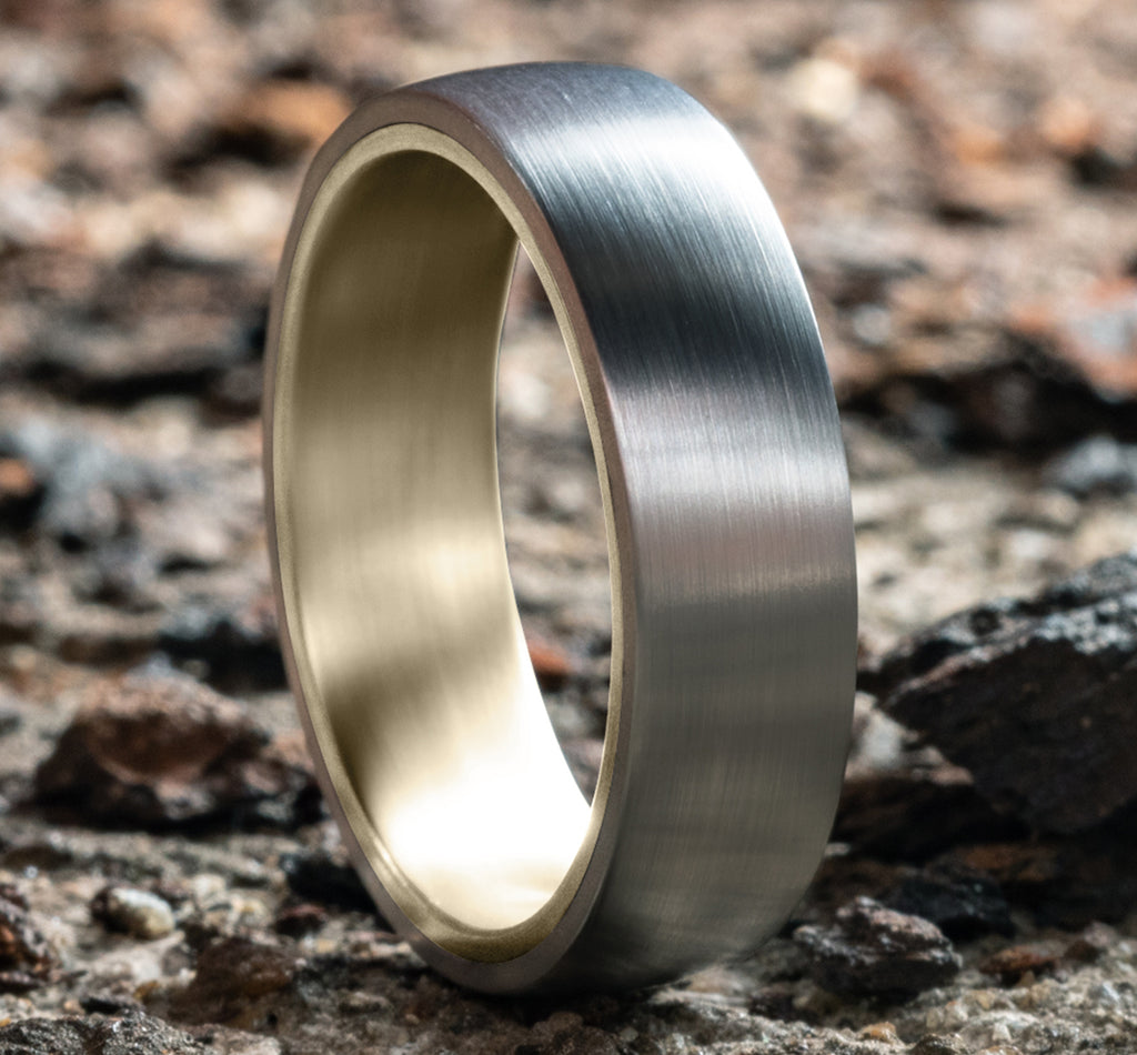 THE BARON 6.5mm, Comfort fit, 14K Yellow and White Gold, Satin finish