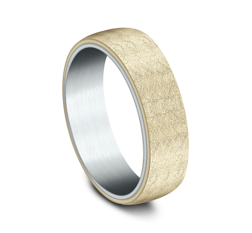 THE AURORA 6.5mm, Comfort fit, 14K White and Yellow Gold, Swirl finish