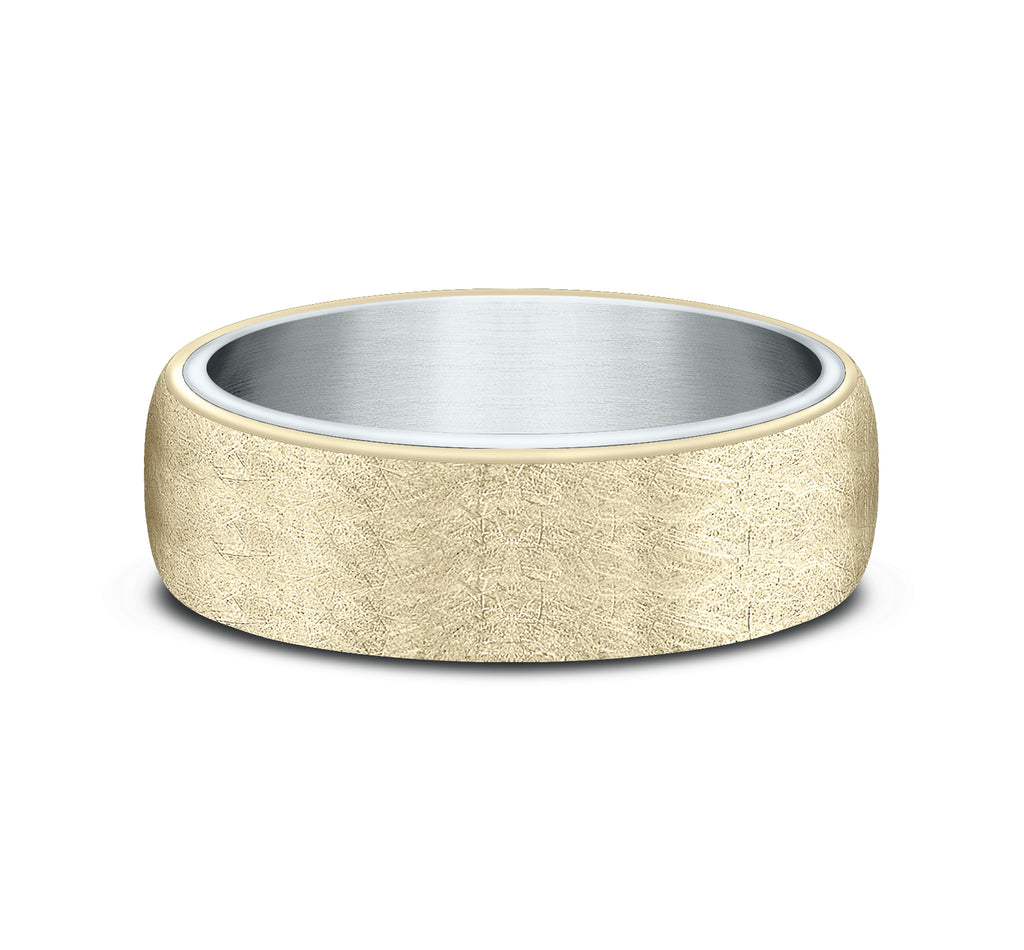 THE AURORA 6.5mm, Comfort fit, 14K White and Yellow Gold, Swirl finish