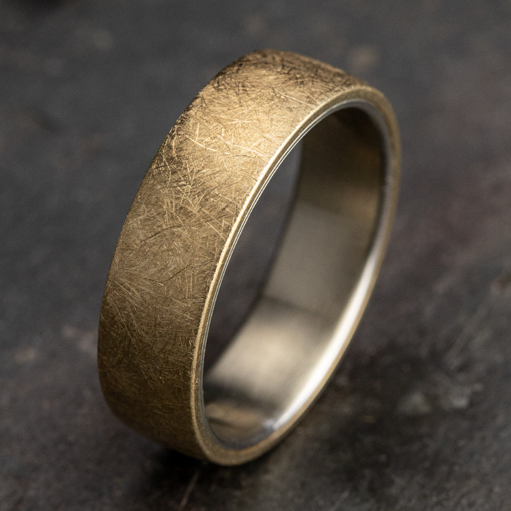 THE AURORA 6.5mm, Comfort fit, 14K White and Yellow Gold, Swirl finish