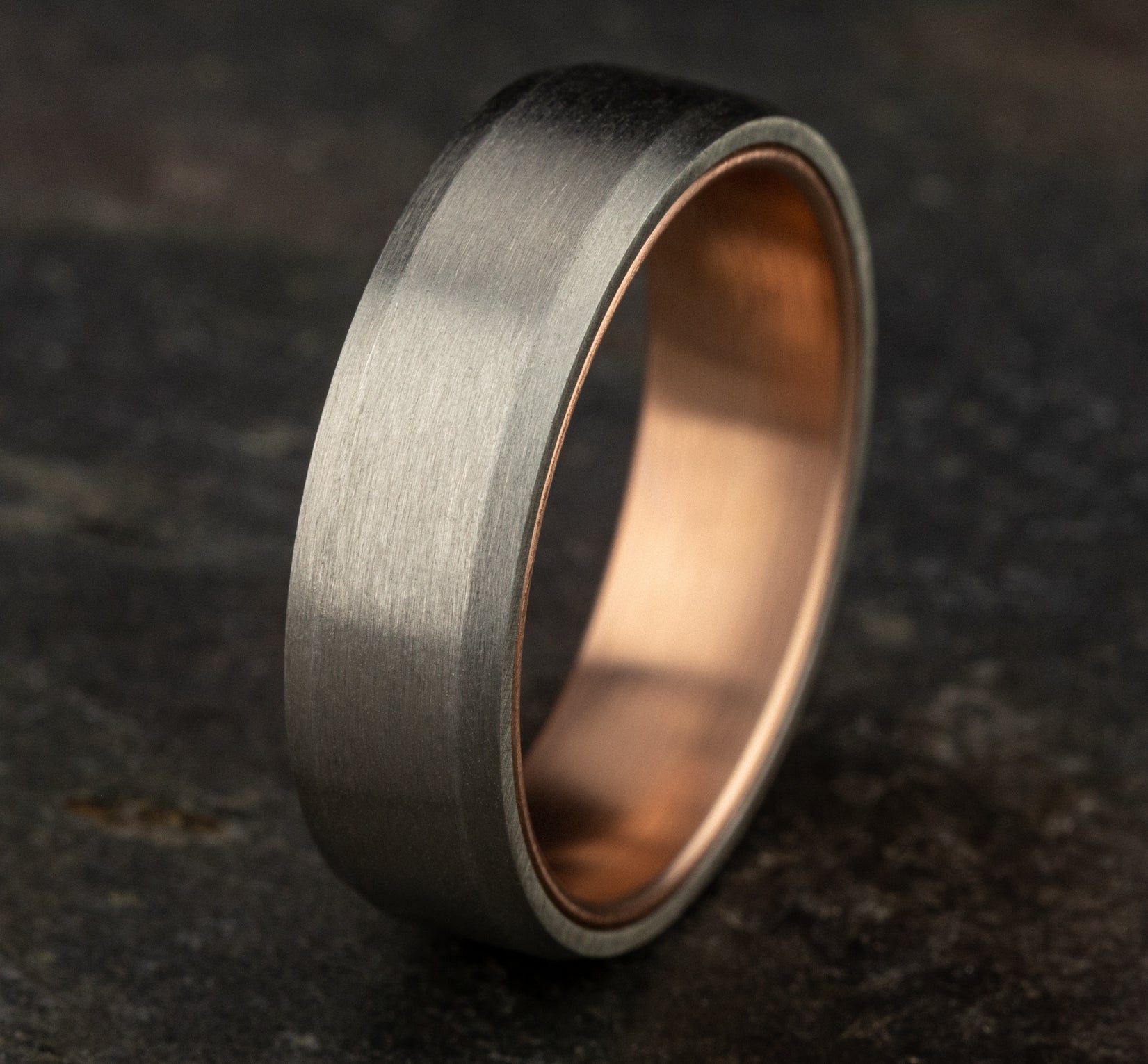 THE NOBLEMAN 6.5mm, Comfort fit, 14K Rose and White Gold, Satin finish,Â slightly beveled edges