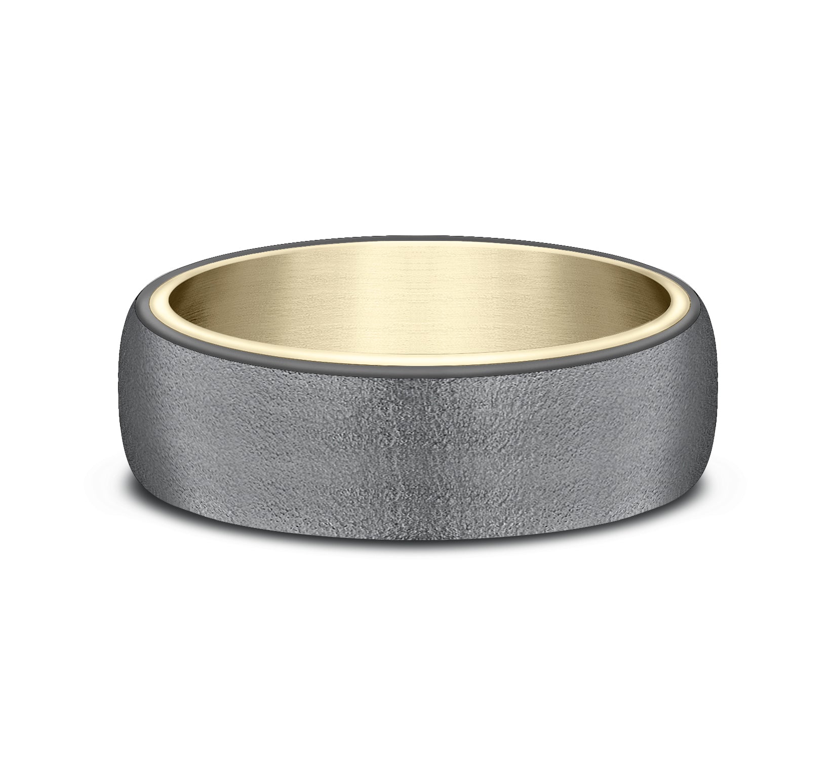 THE COMMODORE 6.5mm, Comfort fit, 14K Yellow Gold and Darkened Tantalum, Wire brush finish