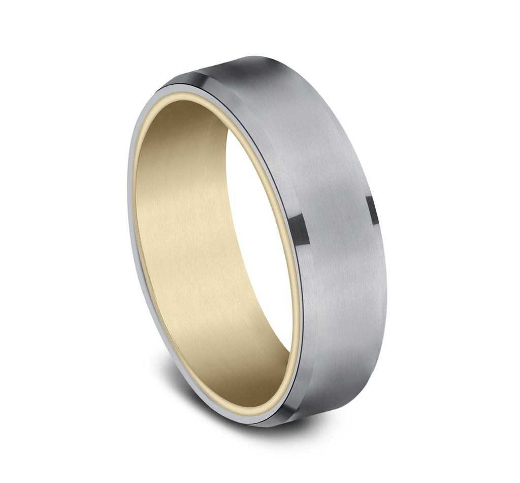 THE NOBLEMAN 6.5mm, Comfort fit, 14K Yellow Gold and Grey Tantalum, Satin finish, slightly beveled edges