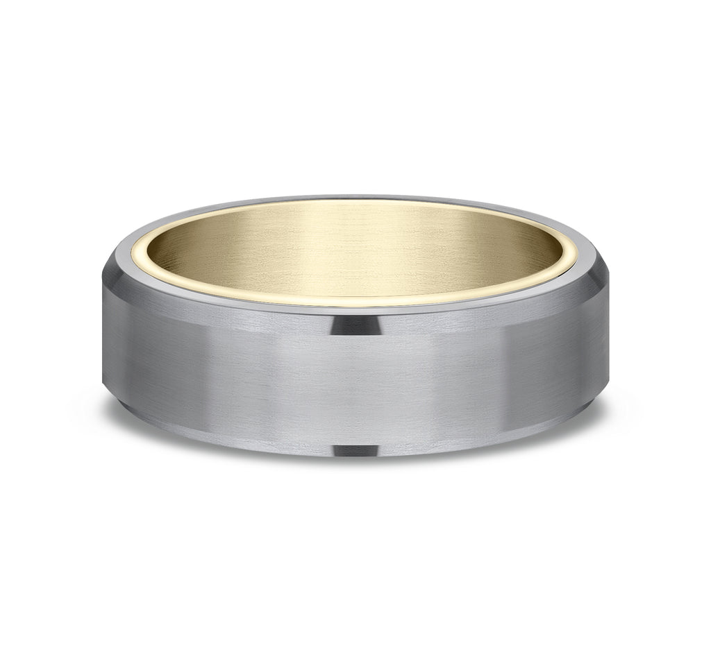 THE NOBLEMAN 6.5mm, Comfort fit, 14K Yellow Gold and Grey Tantalum, Satin finish, slightly beveled edges