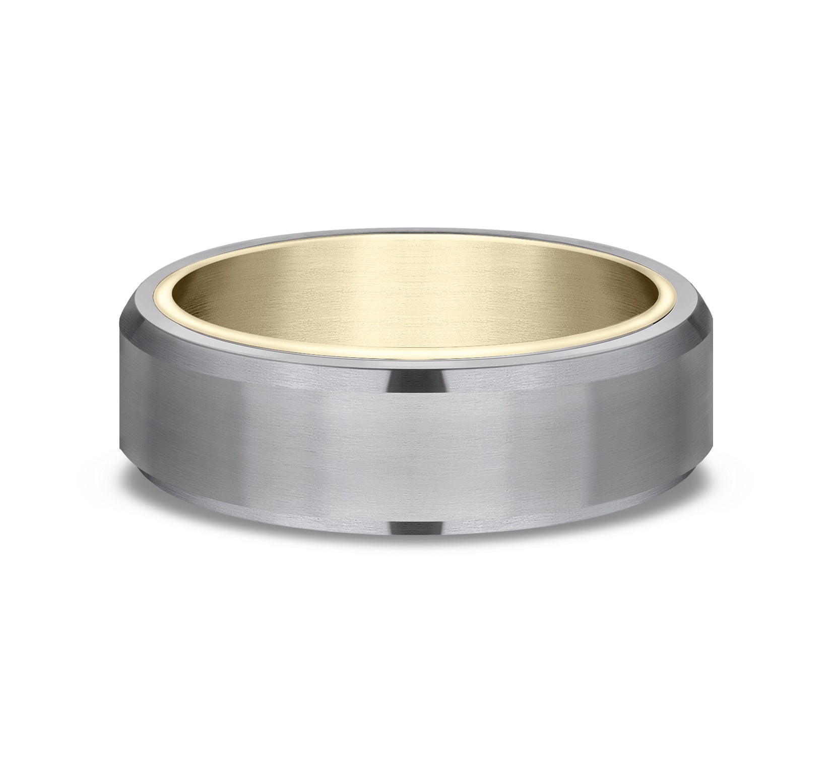 THE NOBLEMAN 6.5mm, Comfort fit, 14K Yellow Gold and Grey Tantalum, Satin finish, slightly beveled edges