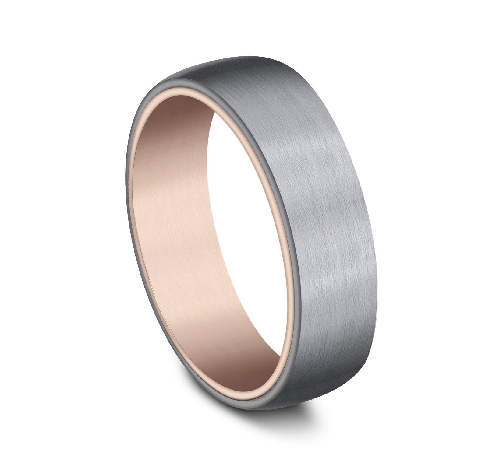 THE BARON 6.5mm, Comfort fit, 14K Rose Gold and Grey Tantalum, Satin finish