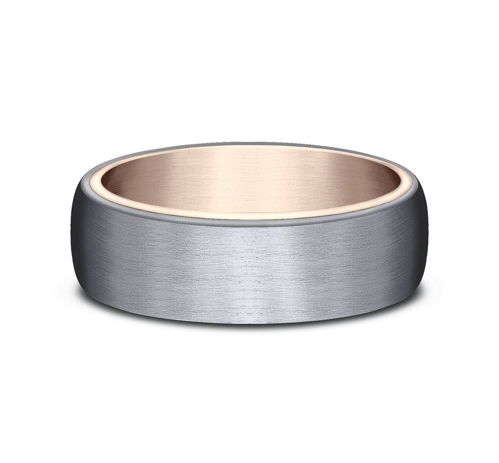THE BARON 6.5mm, Comfort fit, 14K Rose Gold and Grey Tantalum, Satin finish