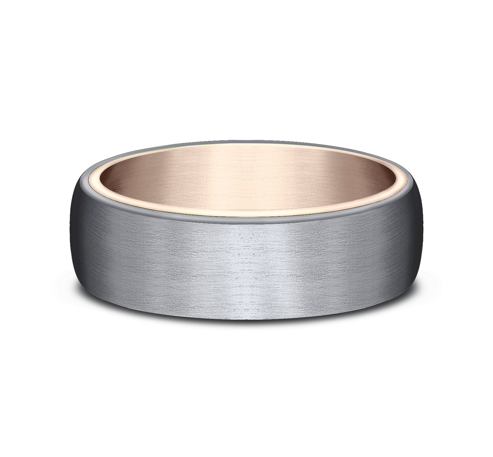 THE BARON 6.5mm, Comfort fit, 14K Rose Gold and Grey Tantalum, Satin finish