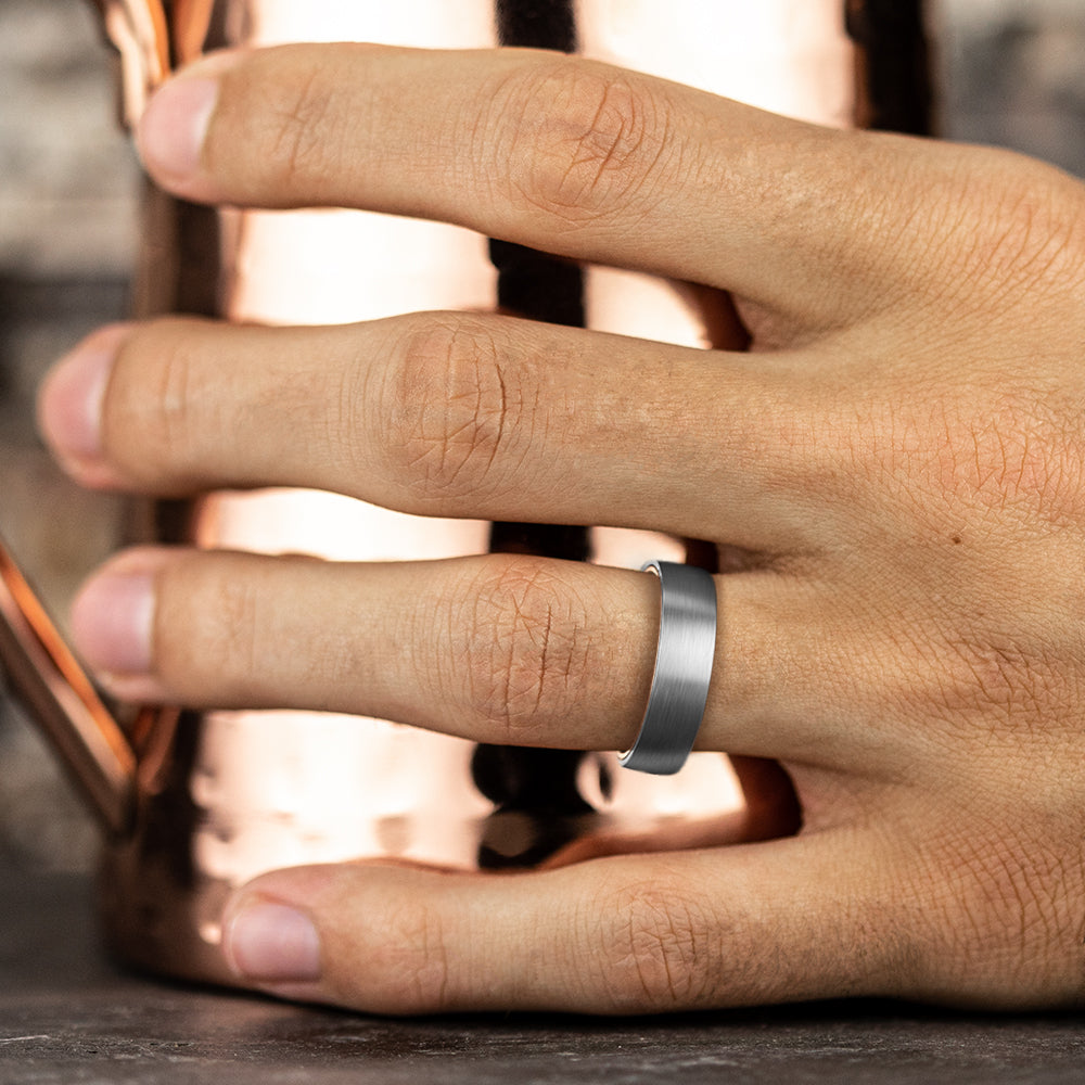 THE BARON 6.5mm, Comfort fit, 14K Rose Gold and Grey Tantalum, Satin finish