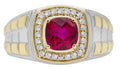Stainless Steel and Yellow Gold Ruby Men's Ring