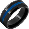 Thin Blue Line - Black Diamond Ceramic Ring