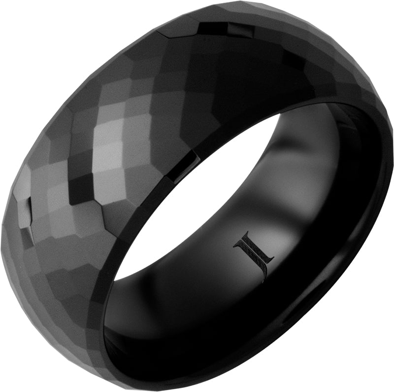 Black Diamond Ceramic Faceted Ring