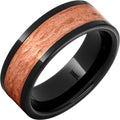 Black Diamond Ceramic Royal Copper Inlay Ring With Hand Carved Surface