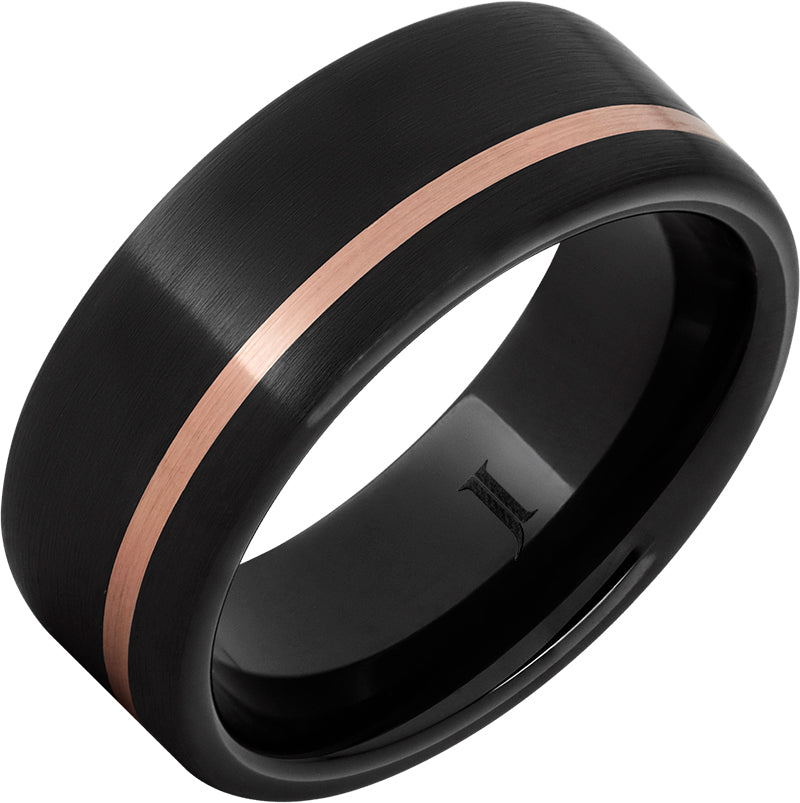 Pure Class - Black Diamond Ceramic Ring with Rose Gold Inlay