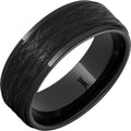 Black Diamond Ceramic Ring with Hand Carved Bark Engraving