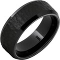 Black Diamond Ceramic Beveled Ring With Moon Crater Finish