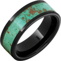 Black Diamond Ceramic Royal Copper Ring with Rustic Patina Inlay