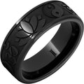 Black Diamond Ceramic Ring with Buddhist Symbols