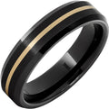 Black Diamond Ceramic Ring with 14K Gold Inlay