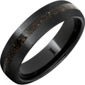 Black Diamond Ceramic Ring with Grey Dinosaur Fossil Bone Inlay