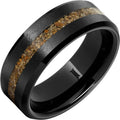 Black Diamond Ceramic Ring with Brown Dinosaur Fossil Bone