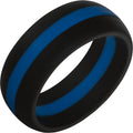 TruBand Silicone Black Ring with Blue Center