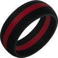 TruBand Silicone Black Ring with Red Center