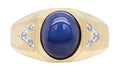 10ky Oval Shaped Created Blue Star and Diamond Ring