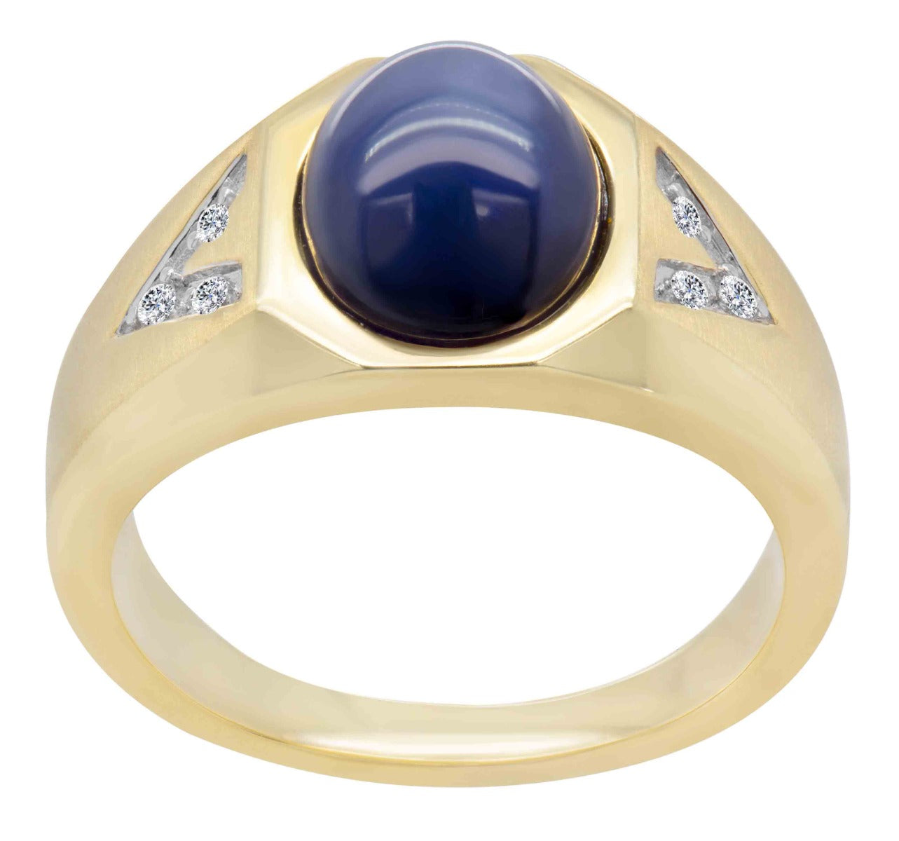 10ky Oval Shaped Created Blue Star and Diamond Ring