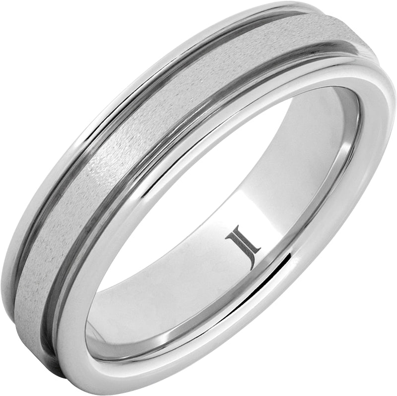 Sernium Grooved Ring with Stone Finish