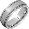Stone Finish Serinium Ring With Rounded Grooved Edges